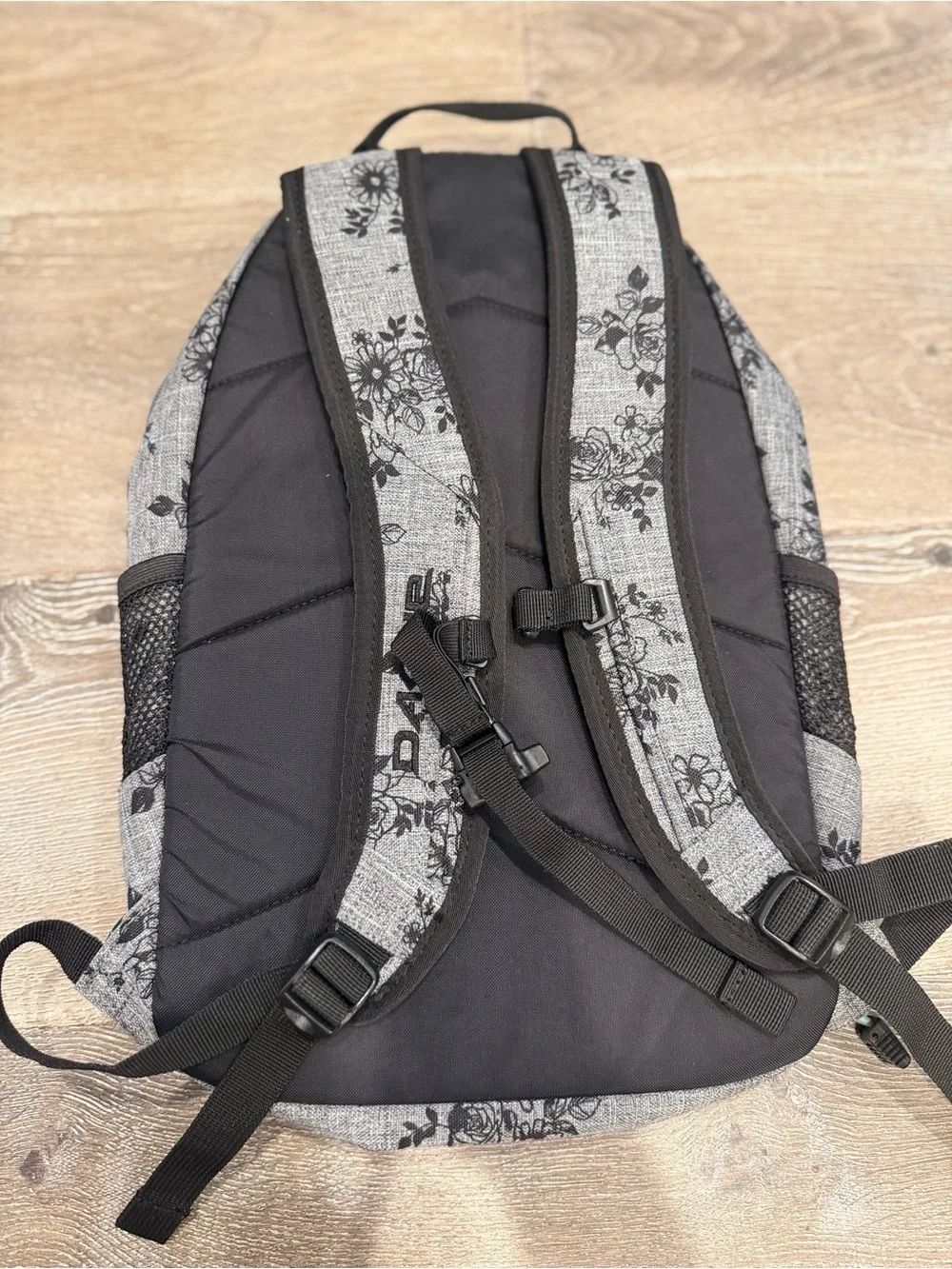 Dakine Gray Floral Backpack with Mint Bungee